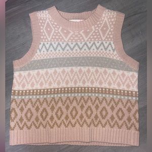 Pink, green, and brown Hazel Moon size small sweater vest